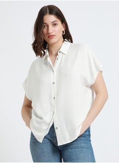 Dennis Lingo Relaxed Fit Offwhite Viscose Moss Shirt Spread Collar  - Image 5