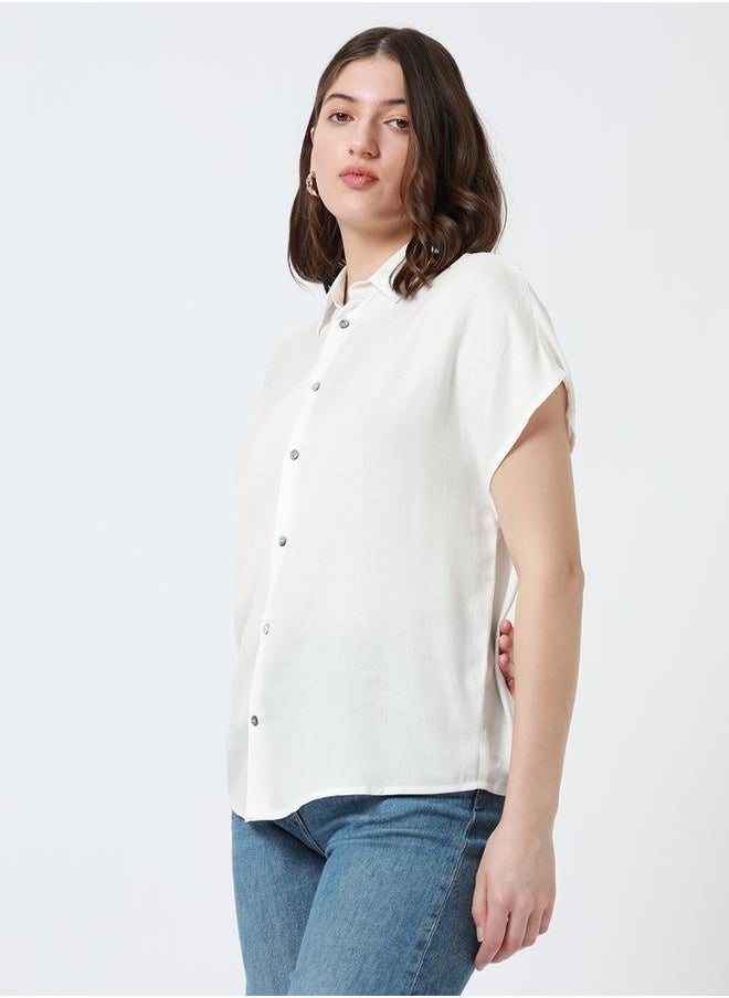 Dennis Lingo - Relaxed Fit Offwhite Viscose Moss Shirt Spread Collar - Image 1