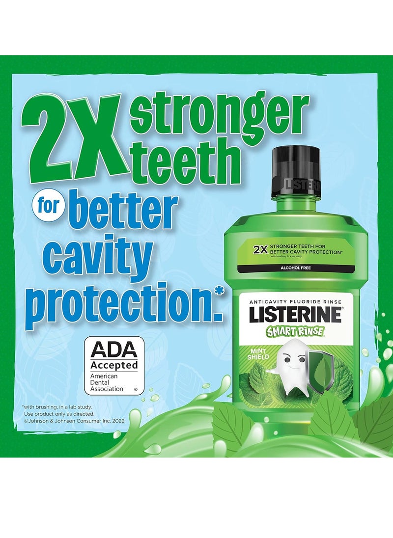 Listerine Listerine Smart Rinse Kids Mouthwash, ADA Accepted, Alcohol-Free Anticavity Sodium Fluoride Mouthwash, Oral Rinse for Dental Cavity Protection, Mint Shield Flavor, Convenience Pack, 500 mL, 2 Pack  - Image 3