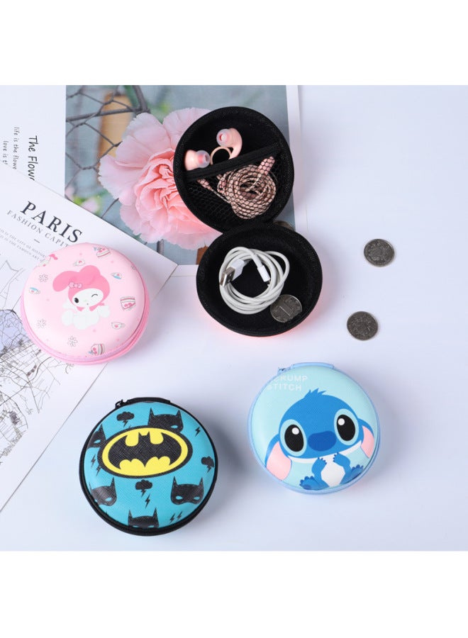 Korean Style Simple Mini Headset Charger Data Cable Bag Change Cosmetic Bag Cartoon Portable Storage Bag Storage Box-Color:Printed Round Bag-Captain America  - Image 3