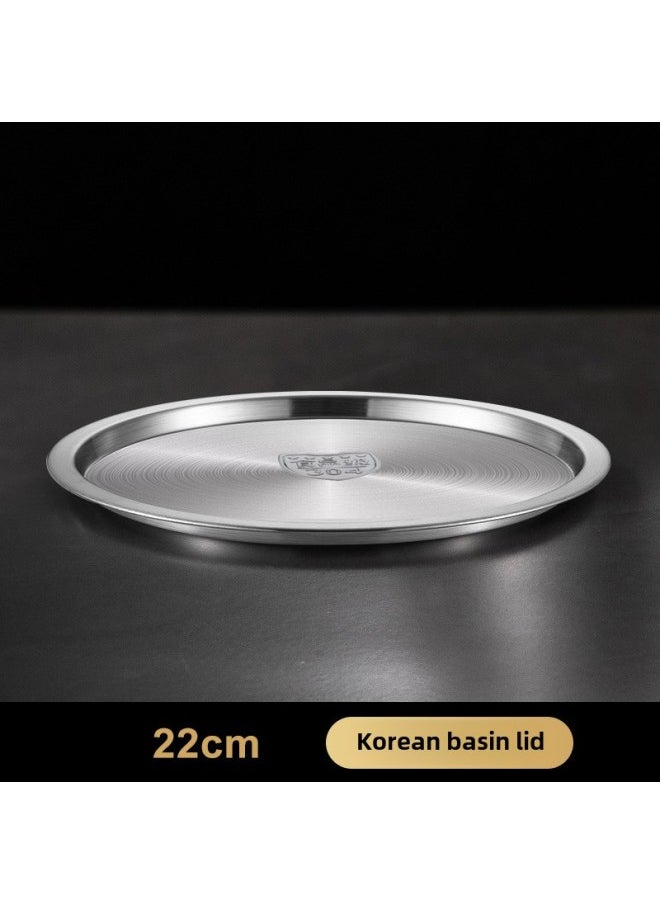 Generic 316 Stainless Steel Basin Food Grade Thickened Household Baking Egg Beating And Noodle Basin Salad Stirring Rice Soup Basin Bowl With Lid-规格:304 韩式钢盖22cm(单拍不发)-颜色:轻奢拉丝本色  - Image 1