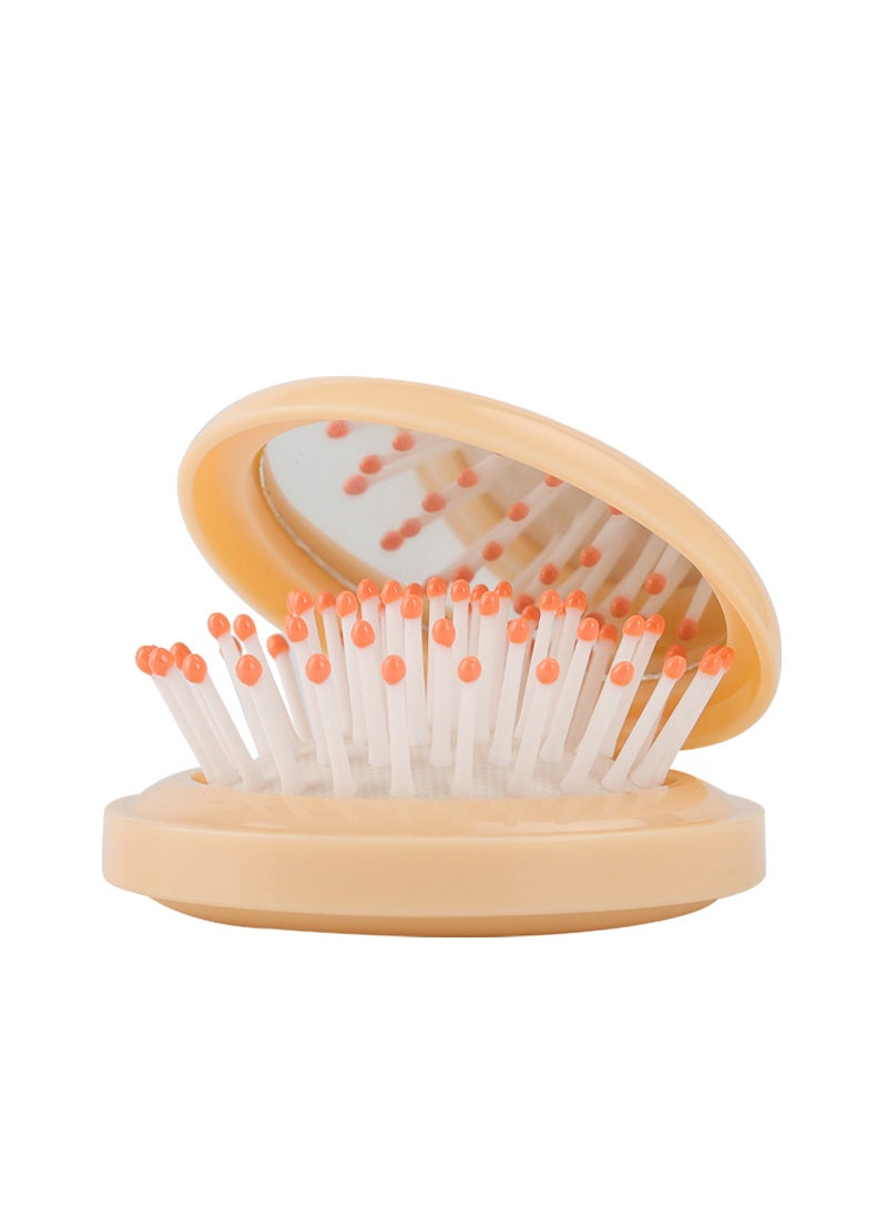 Generic Portable Folding Macaron Air Cushion Comb Pure Color Knot-Free Smooth Hair Massage Comb with Logo Customizable Plastic Hairbrush Orange 