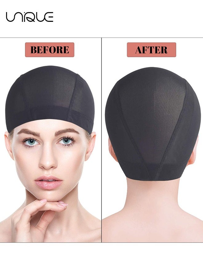 Unique - 6 PACK Wig Caps, Hair Styling Accessories, Stretchable Dome Mesh Women Lace Front, Black Cap Hairnets with Wide Elastic Band, Small Wigs(S+M+L) - Image 1