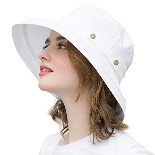 SOMALER Womens Cotton Wide Brim Sun Hats UPF53+ UV Packable Beach Hat Summer Bucket Cap for Travel - Image 1