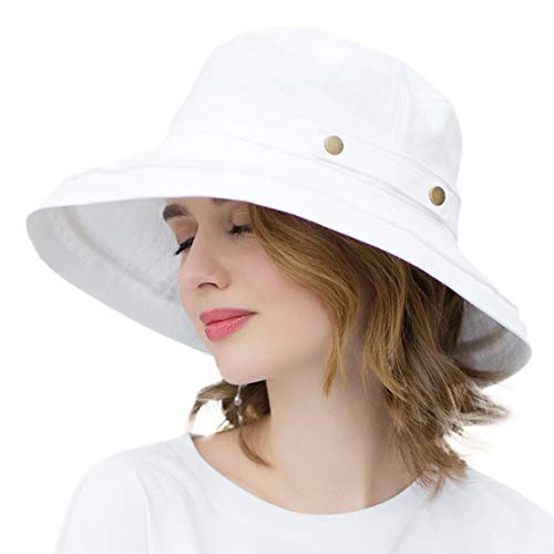 SOMALER Womens Cotton Wide Brim Sun Hats UPF53+ UV Packable Beach Hat Summer Bucket Cap for Travel - Image 2