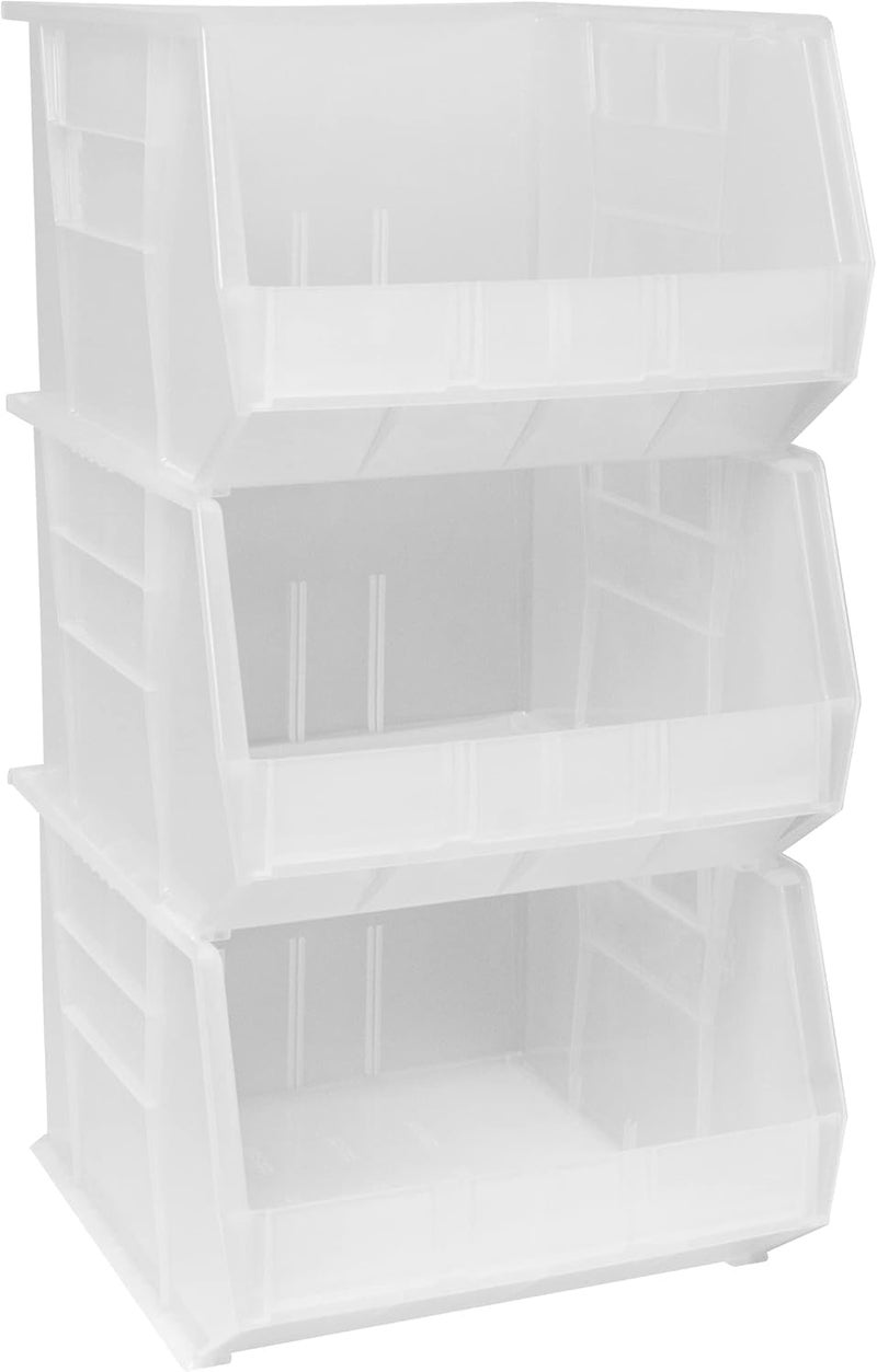 AkroMils 30270 AkroBins Plastic Storage Bins, Space-Saving Stackable Bins for Garage, Pantry, Craft Organization, 18" x 16" x 11", Clear, 3-Pack - Image 1