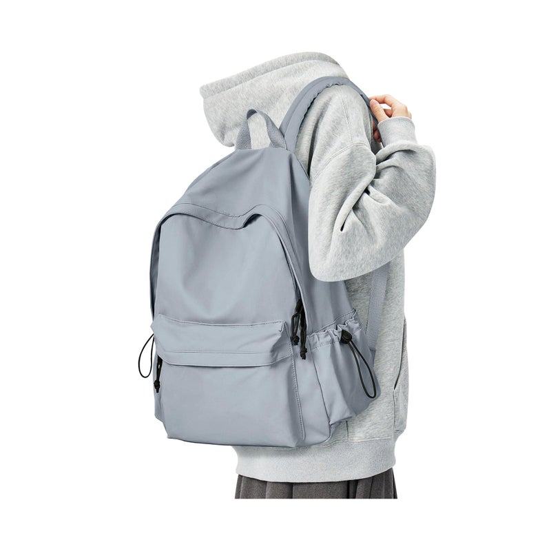 BJLFS Blue Simple School Backpack for Girls Boys, Waterproof Bookbag for Women Men, College Student School Bag, Lightweight Travel Rucksack Casual Daypack, Laptop Backpacks - Image 1