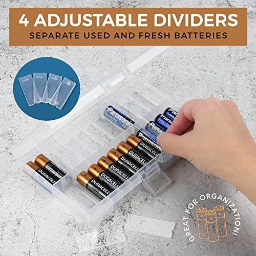 GlossyEnd Set of 4 - Two AA and Two AAA Battery Storage Box, Battery Storage Case Holder with Tester, Clear. Each Case Stores 48 Batteries - Image 3