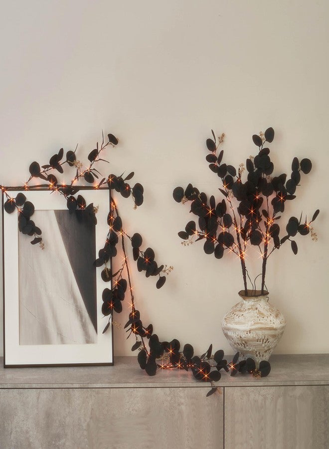 LITBLOOM إكليل أوكالبتوس أسود صناعي من ليت بلوم بطول 6 أقدام - Image 3