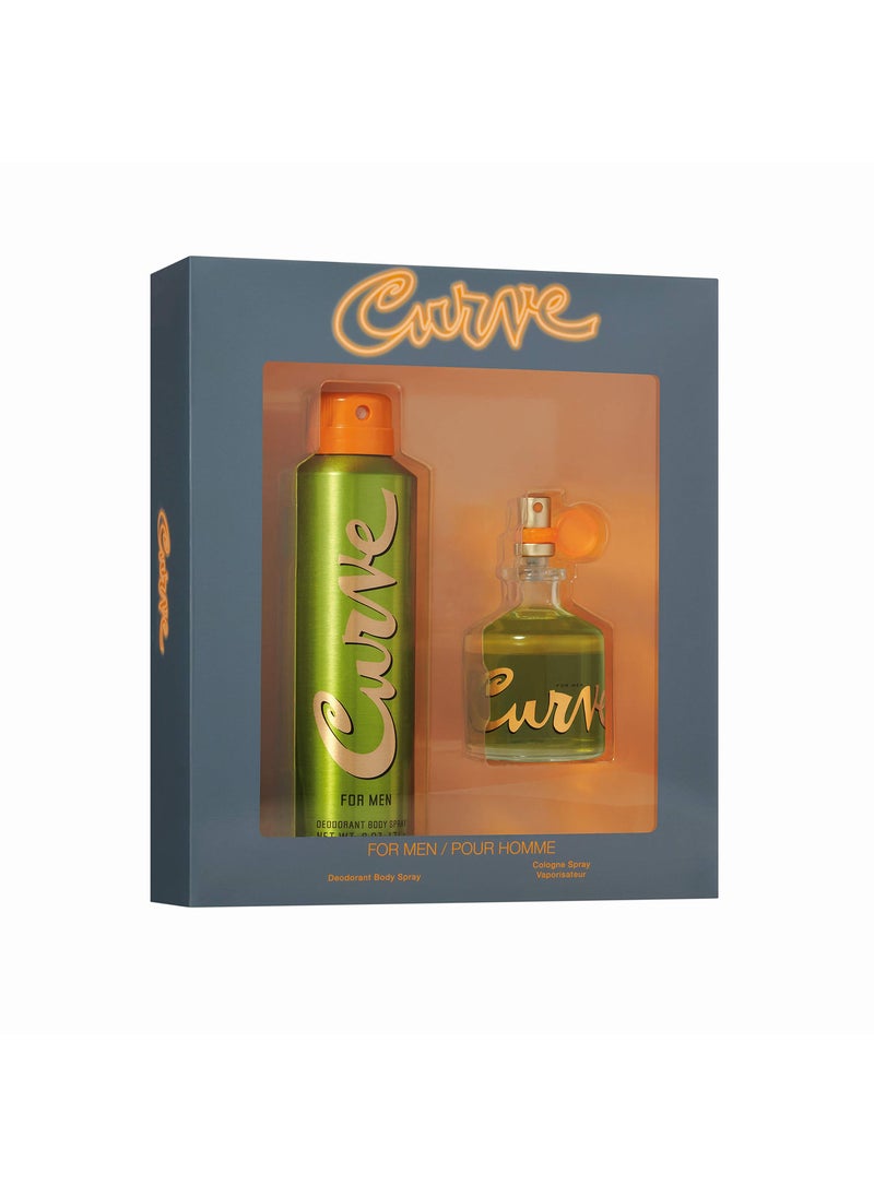 Curve Curve Men's Cologne Fragrance Set, Deodorant Body Spray & Cologne Spray, Casual Day or Night Scent, Spicy Wood Magnetic Scent, 2 Piece Set 