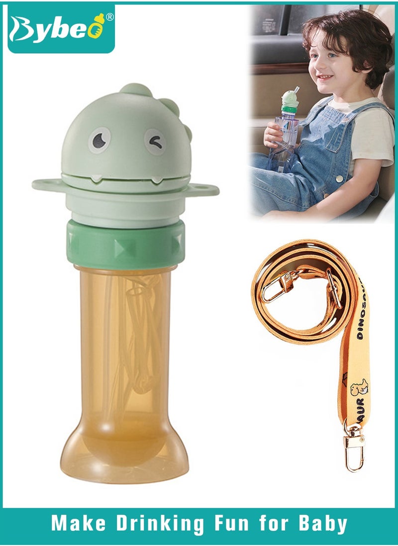 Bybeo 2 in 1 No-Spill Bottle Lid with Silicone Straw, Replaceable Cover with Straw for Travel, Anti-choke Lid and Straw for Toddlers Kids with Adjustable Strap, Cup Accessory Replacement Pack, BPA free  - Image 1