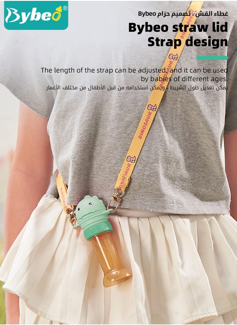 Bybeo - 2 in 1 No-Spill Bottle Lid with Silicone Straw, Replaceable Cover with Straw for Travel, Anti-choke Lid and Straw for Toddlers Kids with Adjustable Strap, Cup Accessory Replacement Pack, BPA free - Image 1