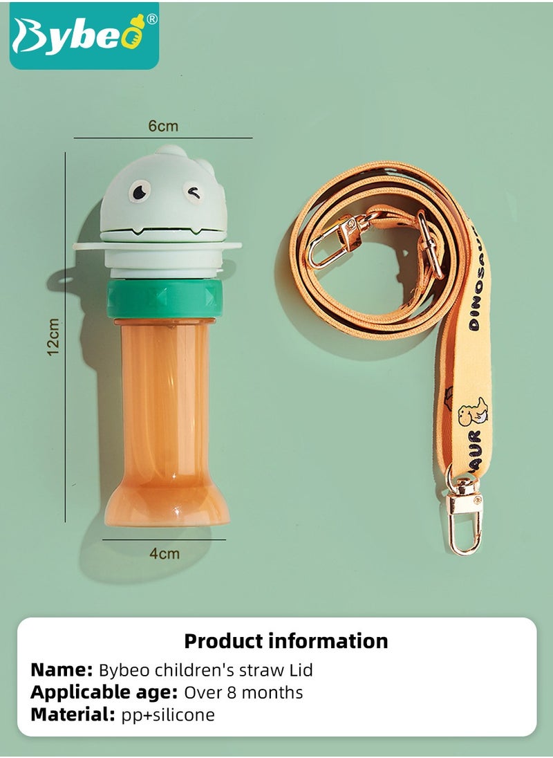 Bybeo - 2 in 1 No-Spill Bottle Lid with Silicone Straw, Replaceable Cover with Straw for Travel, Anti-choke Lid and Straw for Toddlers Kids with Adjustable Strap, Cup Accessory Replacement Pack, BPA free - Image 1