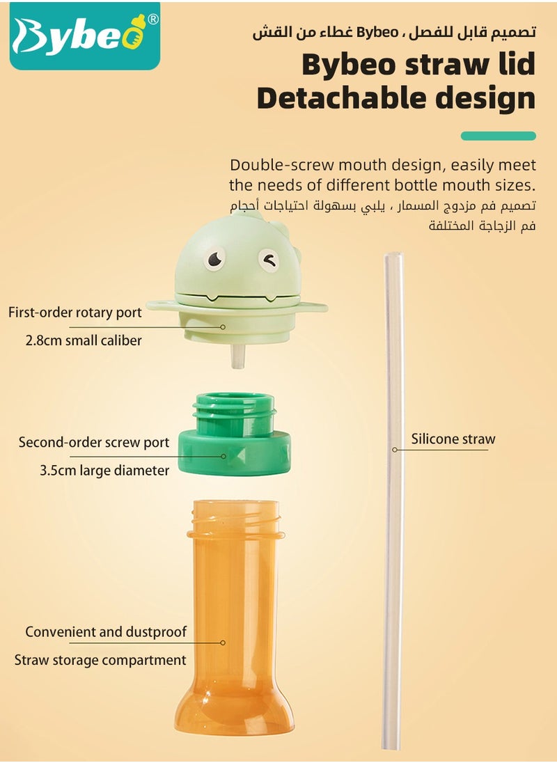 Bybeo 2 in 1 No-Spill Bottle Lid with Silicone Straw, Replaceable Cover with Straw for Travel, Anti-choke Lid and Straw for Toddlers Kids with Adjustable Strap, Cup Accessory Replacement Pack, BPA free  - Image 5