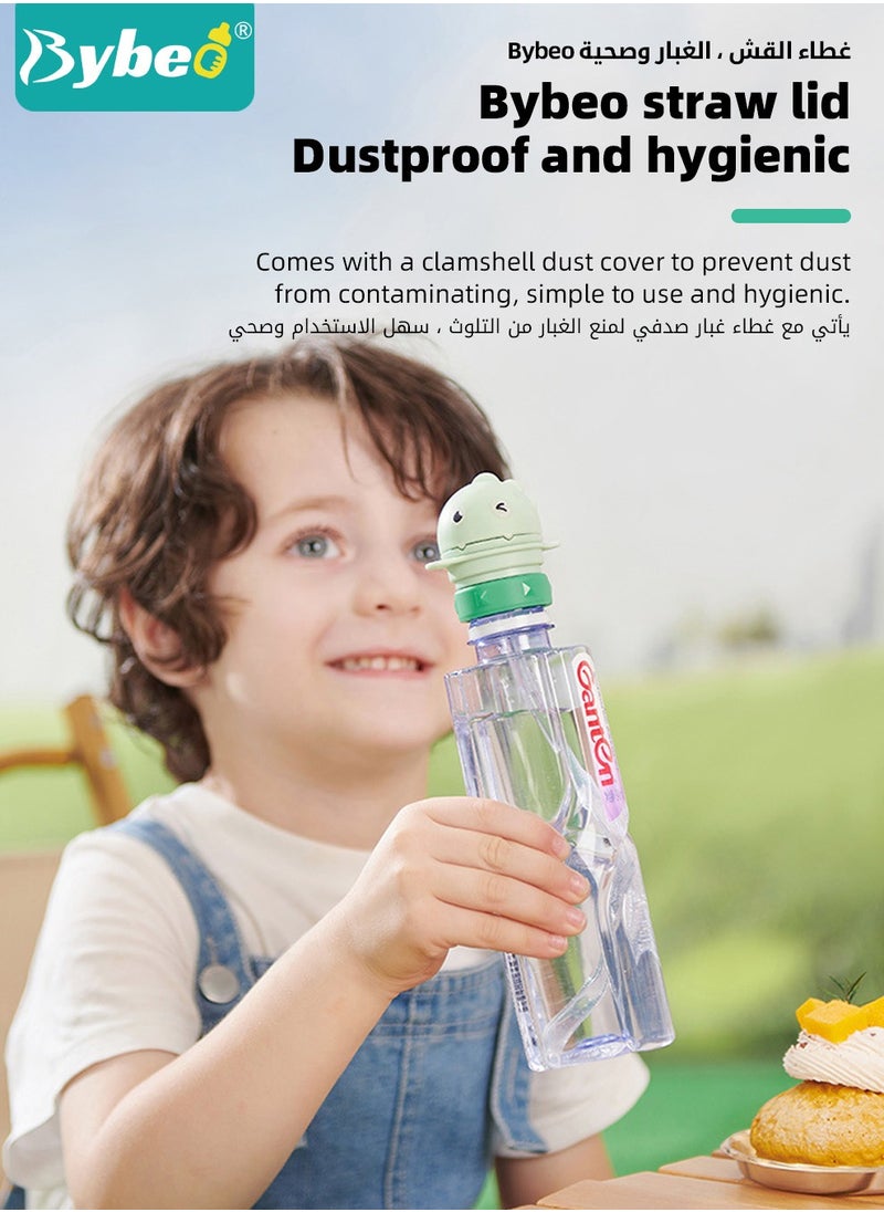 Bybeo - 2 in 1 No-Spill Bottle Lid with Silicone Straw, Replaceable Cover with Straw for Travel, Anti-choke Lid and Straw for Toddlers Kids with Adjustable Strap, Cup Accessory Replacement Pack, BPA free - Image 1