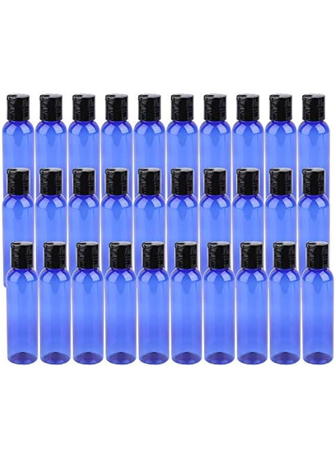 30 Pack 4oz Plastic Squeeze Bottles with Disc Top Flip Cap, BPA-Free Blue Refillable Containers for Shampoo, Lotions, Liquid Body Soap, Creams and More  - Image 1