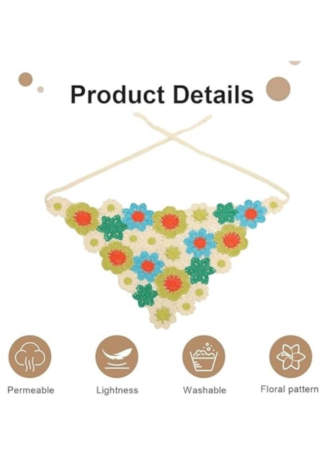 2 عبوة وشاح رأس كروشيه وشاح رأس كروشيه متماسك باندانا وشاح رأس زهري للنساء أغطية رأس محبوكة برابطة ظهر زهرية للفتيات عصابات شعر للفتيات وشاح شعر مثلث زهري - Image 2