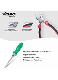Visko Tools VISKO 827 Hand Tools Set of 27 Pcs With 3 Pliers Hammer Spanners 6Pcs Tool Bag Screwdrivers 6Pcs Allen Keys 9Pcs CClamp Home Appliances Multicolor Combo Set  - Image 5