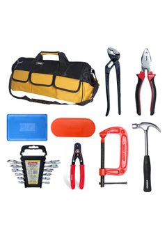 Visko Tools VISKO 827 Hand Tools Set of 27 Pcs With 3 Pliers Hammer Spanners 6Pcs Tool Bag Screwdrivers 6Pcs Allen Keys 9Pcs CClamp Home Appliances Multicolor Combo Set  - Image 1