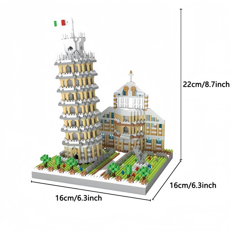 alltogetho Leaning Tower of Pisa Micro Mini Building Blocks - 8.7"Scale Architecture Model Kit for Adults, Collectible Display Toy with Detailed Manual, STEM Educational Toy for Teens & Adults (1700+ Pieces) - Image 3