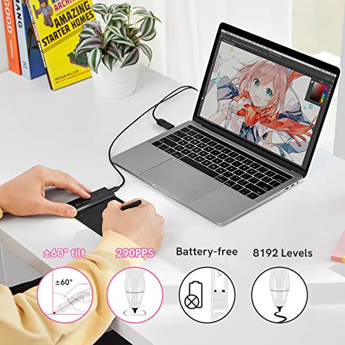VEIKK VK430 Drawing Tablet 4x3 inch Pen Tablet, Portable Computer Graphics Tablets with 4 Shortcut Keys 8192 Levels Battery-Free Stylus Pen, Compatible with Mac/Windows/Android/Linux - Image 2