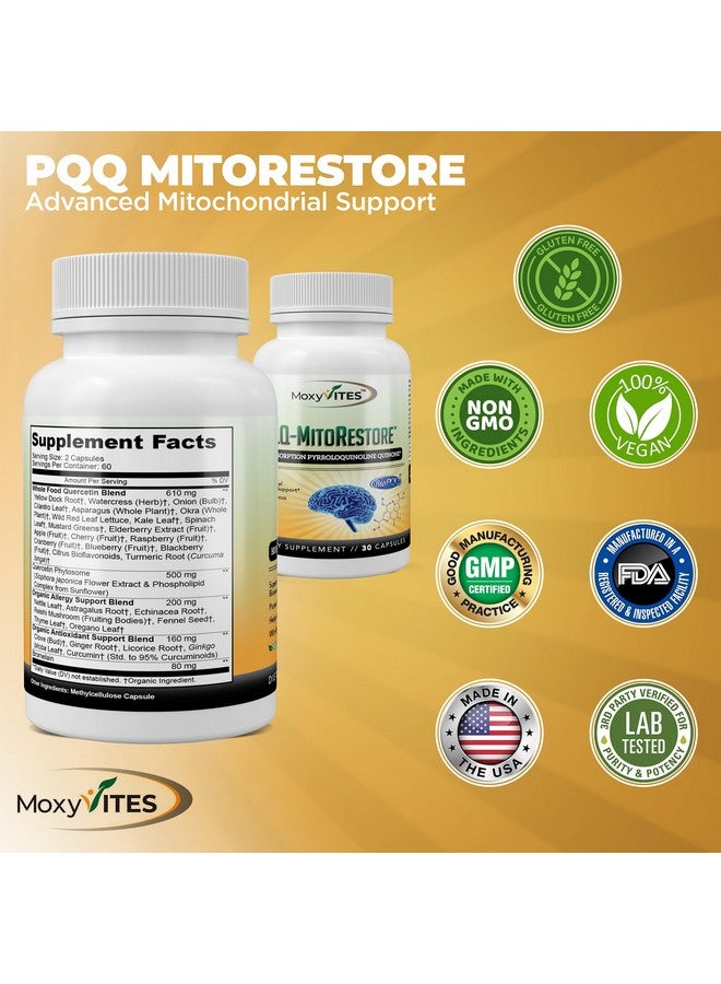MoxyVites مكملات الدماغ PQQ MITORESTORE للذاكرة والتركيز - مكمل الميتوكوندريا مع BioPQQ 20 ملغ - أنقى شكل غير مصنّع كيميائيًا، دعم إدراكي وقلب - 30 كبسولة نباتية، غير معدلة وراثيًا - Image 5