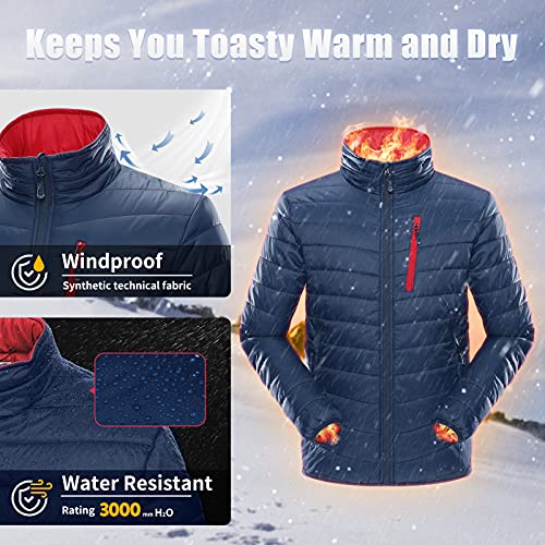 33,000ft Men's Lightweight Packable Insulated Puffer Winter Jacket, Water-Resistant Warm Quilted Down Alternative Puffy Coat - Image 3