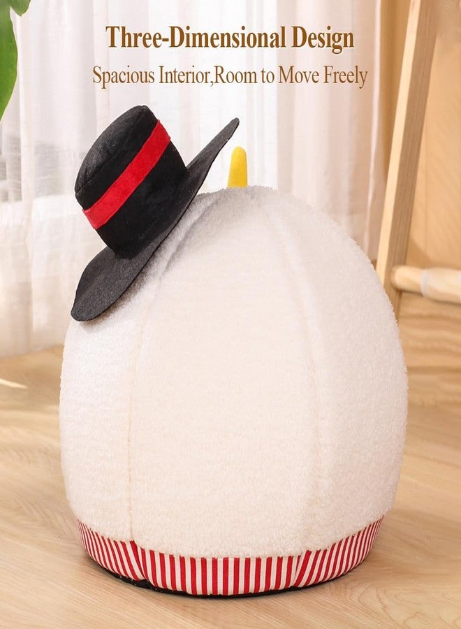 Shapeazy Cute Snowman-Shaped Enclosed Cat Bed Cave - Warm and Cozy Winter Cat Hideaway for Indoor Cats, Funny Christmas Themed Pet House with Washable Mat, All-Season Comfort for Kittens and Small Dogs - Image 5