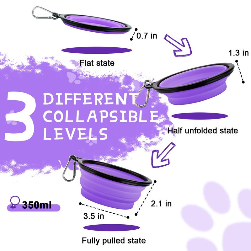 Rest-Eazzzy Collapsible Dog Bowls for Travel, 2-Pack Dog Portable Water Bowl for Dogs Cats Pet Foldable Feeding Watering Dish for Traveling Camping Walking with 2 Carabiners, BPA Free - Image 2