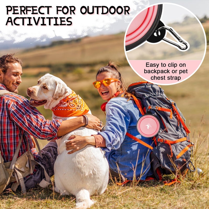 Rest-Eazzzy Collapsible Dog Bowls for Travel, 2-Pack Dog Portable Water Bowl for Dogs Cats Pet Foldable Feeding Watering Dish for Traveling Camping Walking with 2 Carabiners, BPA Free - Image 5