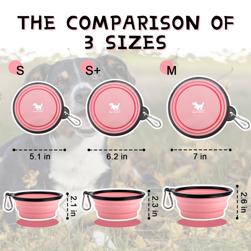Rest-Eazzzy Collapsible Dog Bowls for Travel, 2-Pack Dog Portable Water Bowl for Dogs Cats Pet Foldable Feeding Watering Dish for Traveling Camping Walking with 2 Carabiners, BPA Free - Image 3
