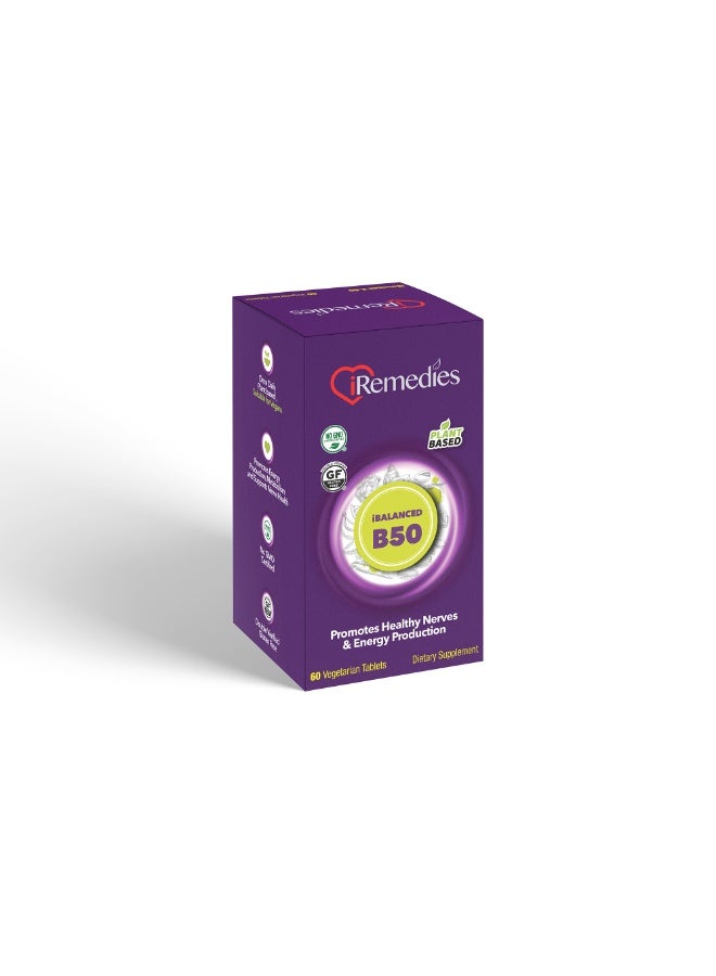 iRemedies iBalanced B-50 Complex – Complete Vitamin B Supplement for Energy, Stress Support, and Overall Wellness – 60 Veg Tablets - Image 4