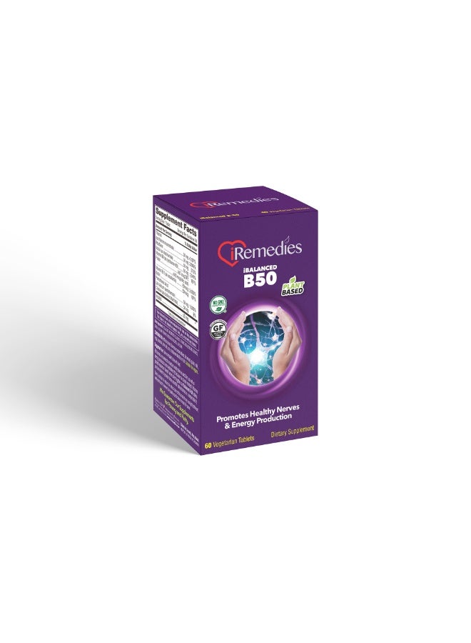 iRemedies iBalanced B-50 Complex – Complete Vitamin B Supplement for Energy, Stress Support, and Overall Wellness – 60 Veg Tablets - Image 3
