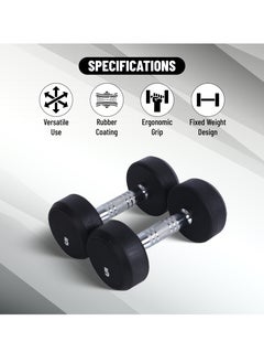 ENDLESS  5 Kg (11 LB) Fixed Rubber Coated Bouncy Dumbbell | Material: Iron and Rubber | Perfect for Bodybuilding, Fitness, Weight Lifting and Training at Home or Gym | For Men and Women  - Image 2