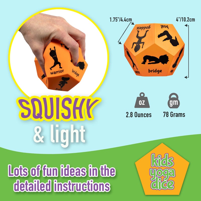 Covelico Yoga Dice for Kids - Calming Toddler Yoga & Kids Yoga, Learn Yoga for Kids with a Roll and Play Kids Yoga Kit. Light 12-Sided Large Foam Dice - Yoga Kids Props to use as Yoga Games for Kids - Image 4