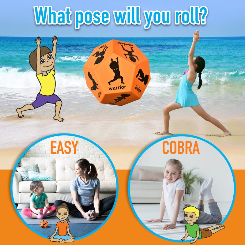 Covelico Yoga Dice for Kids - Calming Toddler Yoga & Kids Yoga, Learn Yoga for Kids with a Roll and Play Kids Yoga Kit. Light 12-Sided Large Foam Dice - Yoga Kids Props to use as Yoga Games for Kids - Image 3