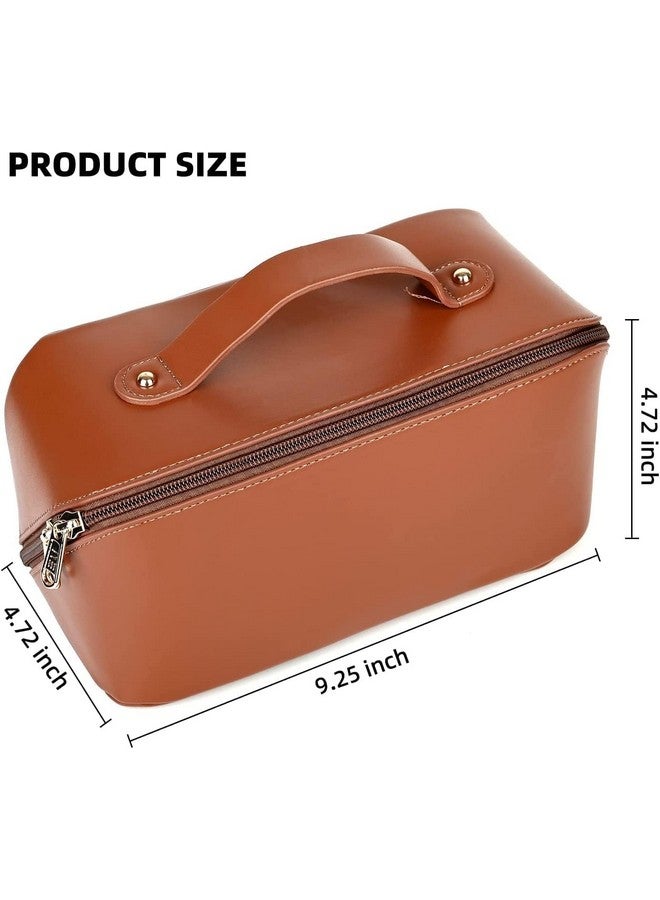 PRAMANTA Professional Makeup Kit Organizer Travel Cosmetic Storage Leather Pouch Vanity Toiletry Bag for Travel & Home Gift, 24 * 12 * 12 cm (1Pcs) (Brown) - Image 5
