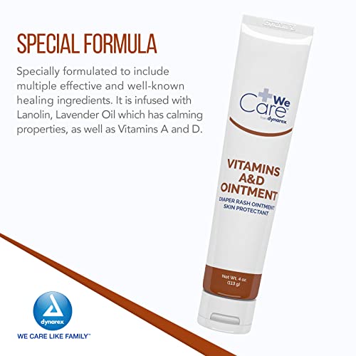 Dynarex Vitamins A & D Ointment, Ointment with Vitamin A and Vitamin D Skin Protectant, for Diaper Rash and Discomfort, White, 1-4 oz. Tube - Image 3