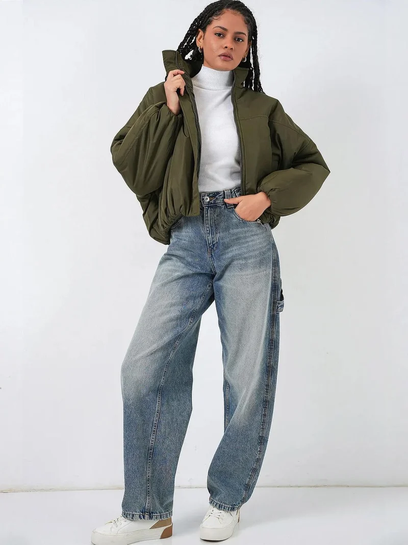 بيغ دارت BDART Thick Bomber Puff Coat with Zipper Collar