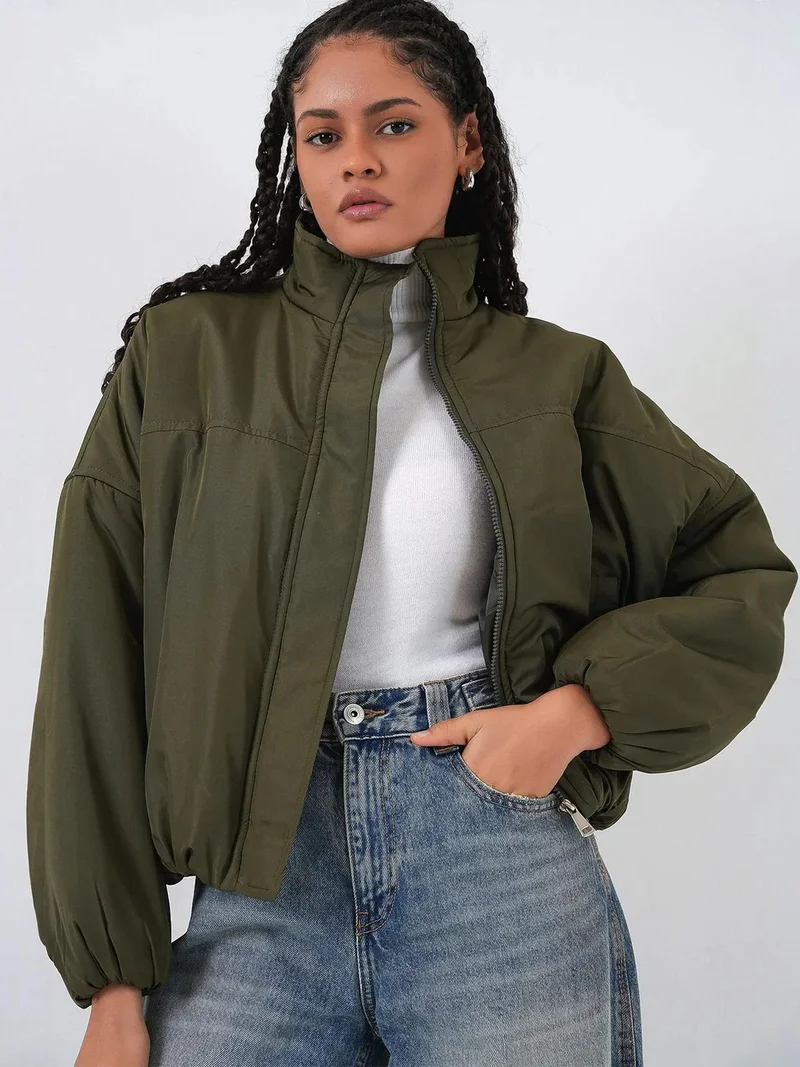 BDART Thick Bomber Puff Coat with Zipper Collar