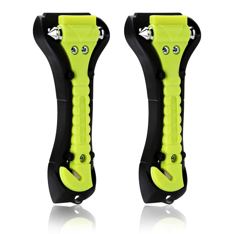 SINSEN Car Safety Hammer Window Glass Hammer Breaker and Seatbelt Cutter Emergency Automotive Escape Tool 2in1 for Family Rescue Glow in Dark Set of 2 S02