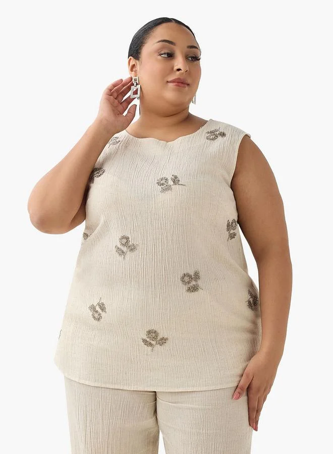  أولا بوبكن Ulla Popken Sleeveless Top with Embellishment