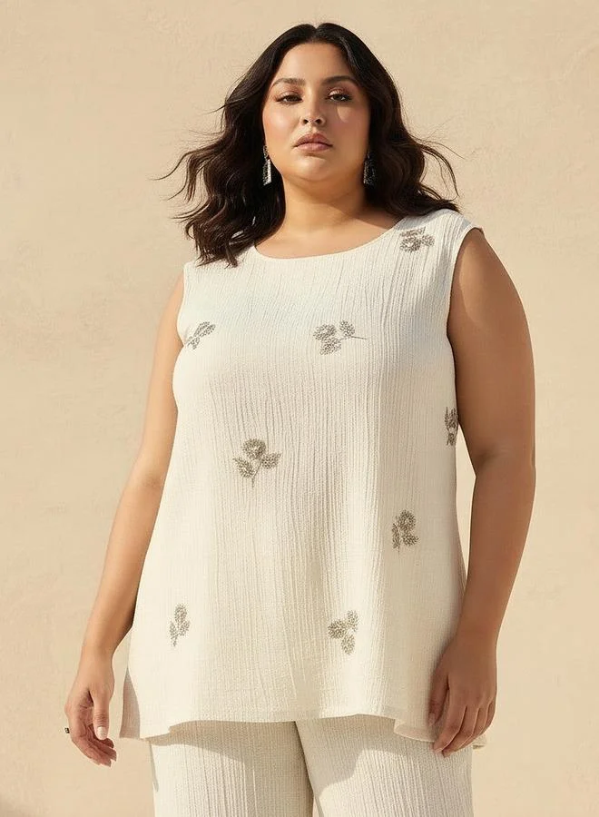  أولا بوبكن Ulla Popken Sleeveless Top with Embellishment