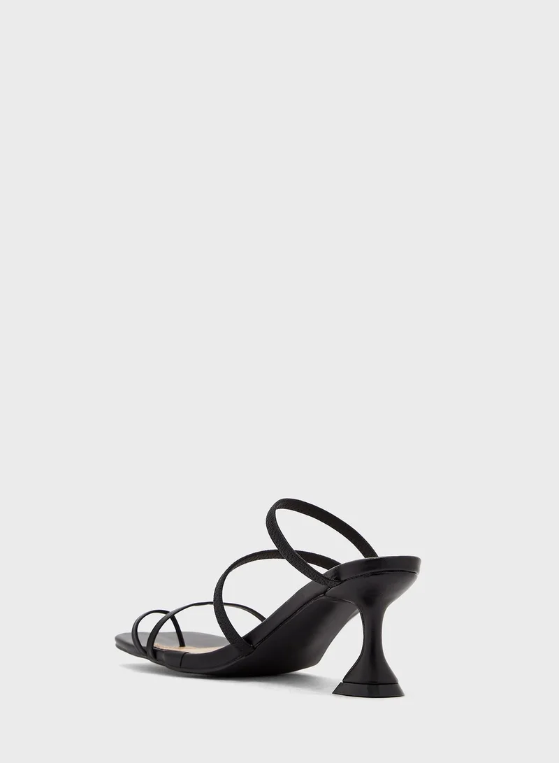 ELLA Flared Heel Toe Post Mule Sandal