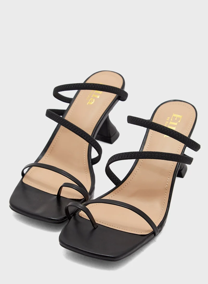 ELLA Flared Heel Toe Post Mule Sandal