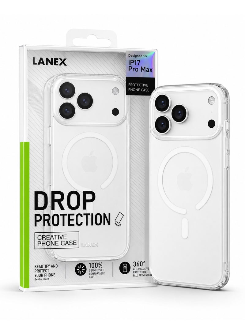 LANEX MagSafe Compatible Crystal Clear Case for iPhone 17 Pro Max - 360-Degree Shockproof Bumper Cover with Camera Shield - Image 2
