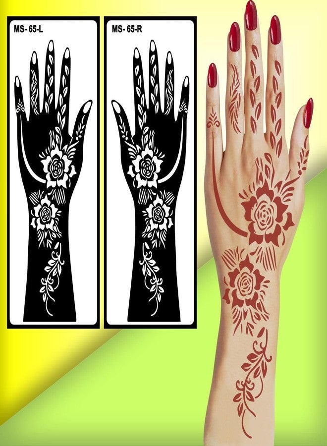 Komstec Back Hand Flower Henna Mehndi Stencil Set for Back Hands Easy-to-Use Henna Mehndi - Image 5