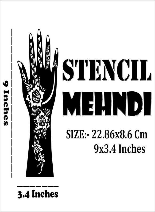 Komstec Back Hand Flower Henna Mehndi Stencil Set for Back Hands Easy-to-Use Henna Mehndi - Image 3