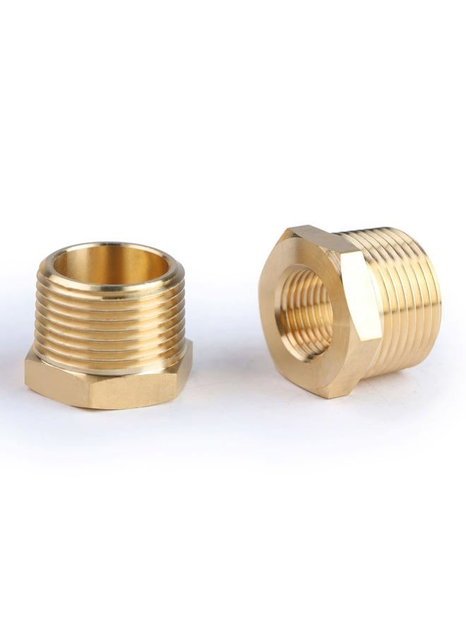 U.S. Solid 2pcs Brass Reducer Hex Bushing Brass Threaded Pipe Fitting (3/4" NPT Male x 3/8" NPT Female) - Image 3