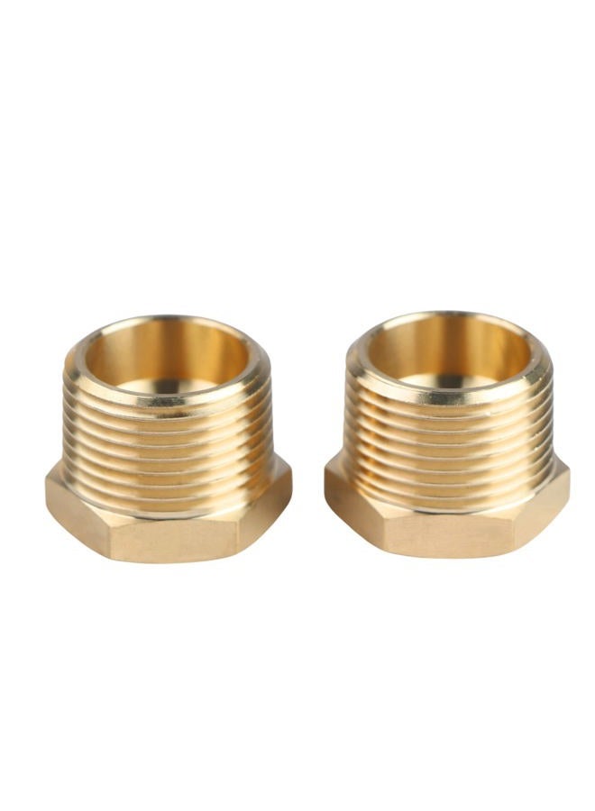 U.S. Solid 2pcs Brass Reducer Hex Bushing Brass Threaded Pipe Fitting (3/4" NPT Male x 3/8" NPT Female) - Image 1